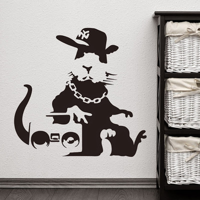 66% OFF on DeStudio Banksy Ghetto Rat Graffiti Wallart Color Black Size 60 X 60 Cms Wall Sticker
