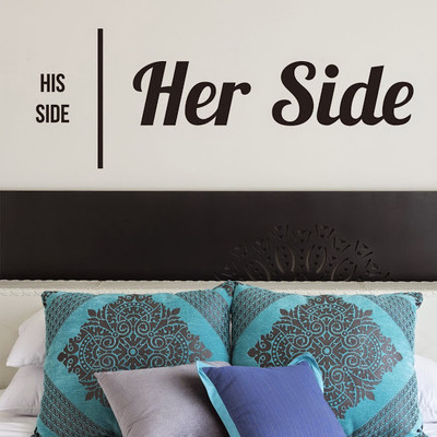 50% OFF on DeStudio His Side Her Side Bed Couple Decal 2 Wall Sticker Sticker