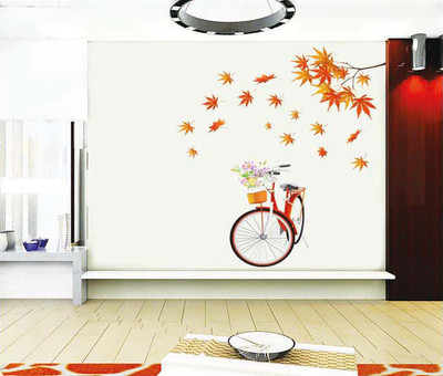 33% OFF on Pindia Cycle With Flower Basket Wall Sticker