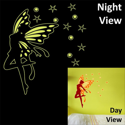 Chipakk Circles & Stars Fairy Wall Decal Glow In The Dark Pigmented Polyvinyl Films Imported Sticker
