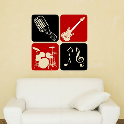 Chipakk Musical Blocks- Red & Black Medium Pigmented Polyvinyl Films Imported Sticker