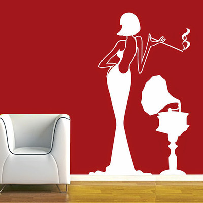 87% OFF on DeStudio Lady With Gramophone One Size Tiny Wall Sticker
