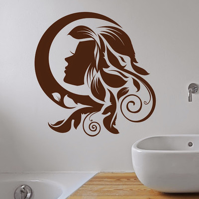 50% OFF on DeStudio Mural Woman Floral One Color Brown Size 135 X 60 Cms Wall Sticker