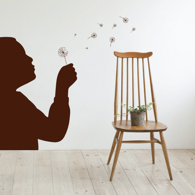 67% OFF on D��cor Kafe Decal Style Boy Playing with a Dandelion Wall Art Large Size-30*30 Inch Wall Sticker Sticker Pack of 1