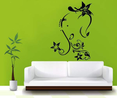 41% OFF on Hoopoe Decor Lord Ganesha with flowers Wall Sticker Pack of 1