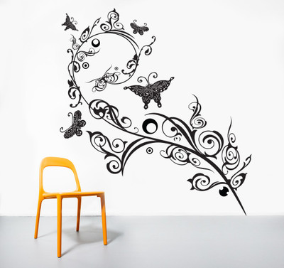 87% OFF on D��cor Kafe Decal Style ButterFly Swirl Branch Wall Sticker Large Size-35*38 Inch Wall Sticker Sticker Pack of 1