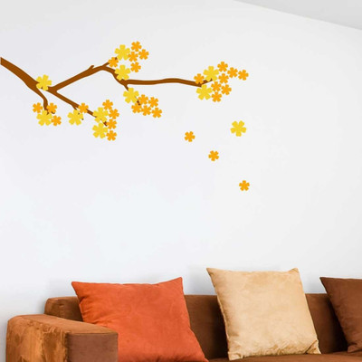 20% OFF on Chipakk Flowering Branch 1 - Yellow Wall Decal Medium Pigmented Polyvinyl Films Imported Sticker