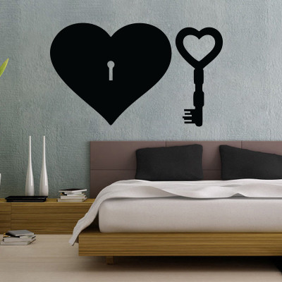 78% OFF on D��cor Kafe Decal Style Love & Key Wall Sticker Medium Size-26*16 Inch Wall Sticker Sticker Pack of 1