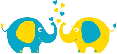 Chipakk Elephant Pair Wall Decal Medium Pigmented Polyvinyl Films Imported Sticker