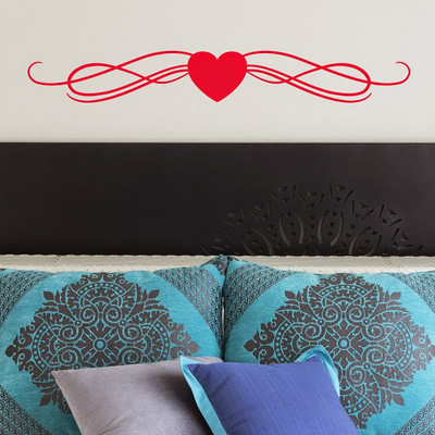50% OFF on DeStudio Heart Love Bed Border Cute Decorwall Sticker Home Color Red Size 135 X 60 Cms Wall Sticker