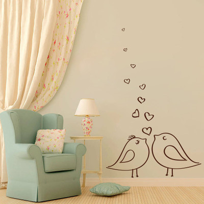 77% OFF on D��cor Kafe Decal Style Birds in Love Wall Art Small Size-13*21 Inch Wall Sticker Sticker Pack of 1