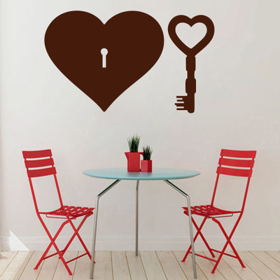 65% OFF on D��cor Kafe Decal Style Love & Key Wall Art Samll Size-18*11 Inch Wall Sticker Sticker Pack of 1