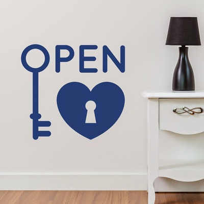 50% OFF on DeStudio Open Key Heart Welcome Love Color Blue Size 135 X 60 Cms Wall Sticker
