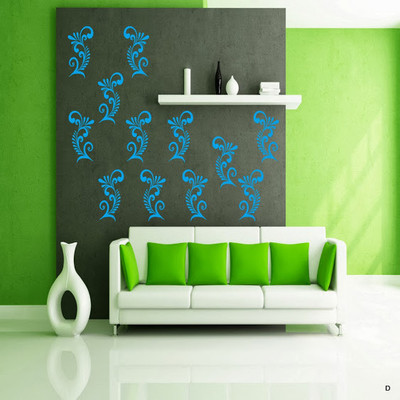 50% OFF on DeStudio Elegant Ornaments One Color Blue Size 90cms X 60 Cms Wall Sticker