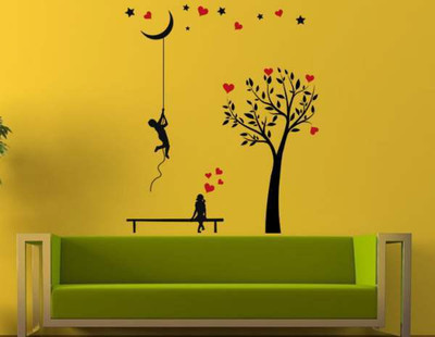 51% OFF on Hoopoe Decor Boy Bringing Moon Down for His Love Wall Sticker Pack of 1