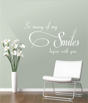 50% OFF on Ritzy Smile Begins With Living Room Wall Quotes Wall Decal Sticker
