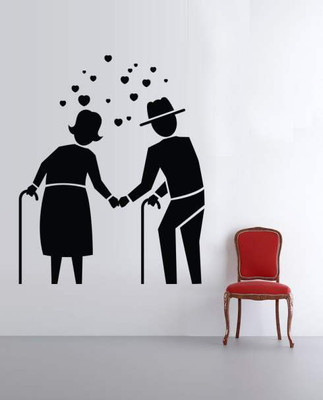 50% OFF on Hoopoe Decor Old Couple Walking Together Wall Sticker Pack of 1