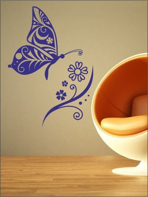 37% OFF on Wall1ders Flower & Butterfly PVC Vinyl Sticker Pack of 1