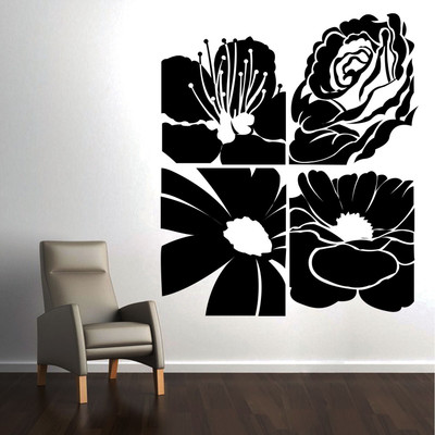 30% OFF on Creative Width Decor Abstract Flowers Vinyl Sticker Sticker Pack of 1