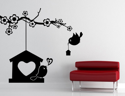 78% OFF on D��cor Kafe Decal Style Bids Nest Love Wall Sticker Large Size-22*20 Inch Wall Sticker Sticker Pack of 1