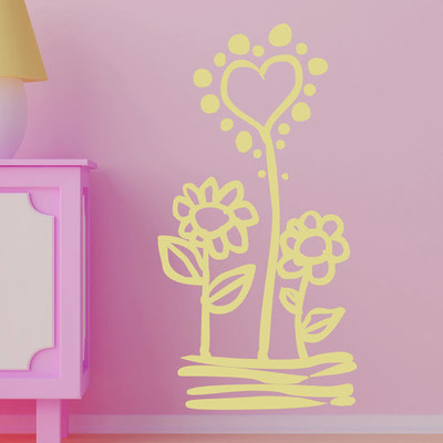DeStudio Flower Children Kids Drawing Heart Love Decal Wall Sticker Sticker DeStudio Flower Children Kids Drawing Heart Love Decal Wall Sticker Sticker