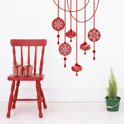Chipakk Christmas Hanging Motif Decal - Red Pigmented Polyvinyl Sticker