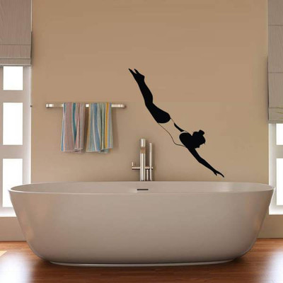 46% OFF on Hoopoe Decor Swimming Girl Wall Sticker Pack of 1