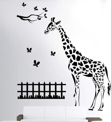 51% OFF on Hoopoe Decor Giraffe with Butterfly Wall Sticker Pack of 1