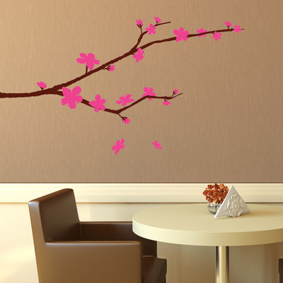 Chipakk Flowering Branch 2 - Pink Wall Decal Medium Pigmented Polyvinyl Films Imported Sticker