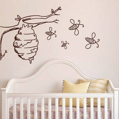 66% OFF on DeStudio Bees Hanimaly Tree Cute Color Black Size 60 X 60 Cms Wall Sticker