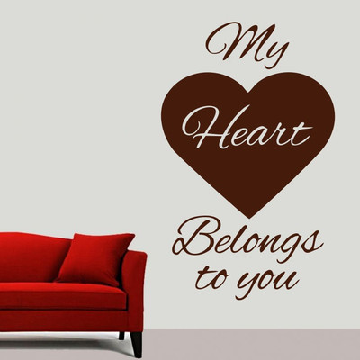 69% OFF on D��cor Kafe Decal Style Hearts Belong To You Wall Art Small Size- 13*22 Inch Color - Brown Wall Sticker Sticker Pack of 1
