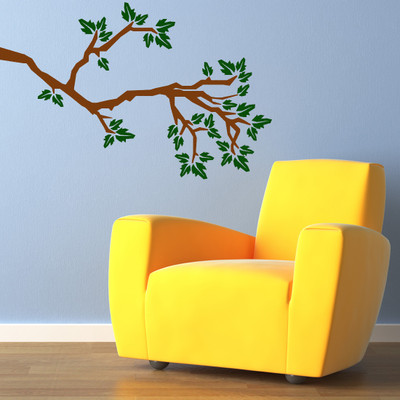 24% OFF on Chipakk Leafy Branch 2 - Green Wall Decal Medium Pigmented Polyvinyl Films Imported Sticker