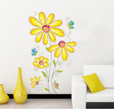 33% OFF on Pindia Yellow Sun Flower Design Wall Sticker