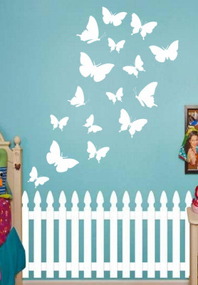 24% OFF on Dream On Walls Butterfly White Self Adhesive Vinyl Decal Sticker