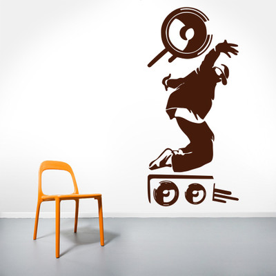 77% OFF on D��cor Kafe Decal Style Music Men Wall Art Medium Size-13*30 Inch Wall Sticker Sticker Pack of 1