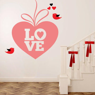 79% OFF on Decor Kafe Decal Style Love Birds Valentine Art Large Size- 23*23 Inch Wall Sticker Pack of 1