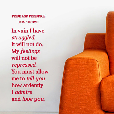 50% OFF on DeStudio Pride And Prejudice Quote Book Home Color Red Size 150 X 60 Cms Wall Sticker