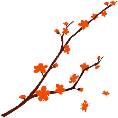 25% OFF on Chipakk Flowering Branch 2 - Orange Wall Decal Medium Pigmented Polyvinyl Films Imported Sticker