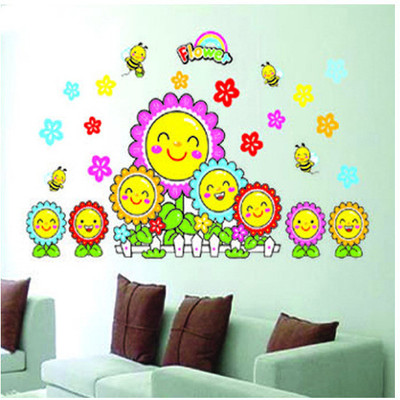 33% OFF on Pindia Smiling Sun Flower & Rainbow Wall Sticker