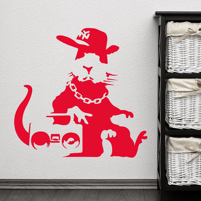 50% OFF on DeStudio Banksy Ghetto Rat Graffiti Wallart Home Color Red Size 135 X 60 Cms Wall Sticker