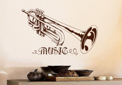 58% OFF on D��cor Kafe Decal Style Trumpet Music Wall Art Small Size-18*11 Inch Wall Sticker Sticker Pack of 1