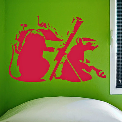 50% OFF on DeStudio Banksy Exterminate Rat Graffiti Wallart2 Color Red Size 150 X 60 Cms Wall Sticker