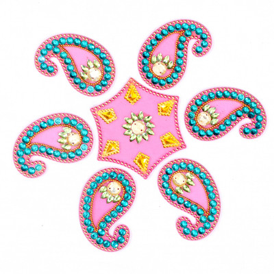 55% OFF on Amba Handicraft Pink Moti Keri Rangoli Acrylic Sheet Sticker