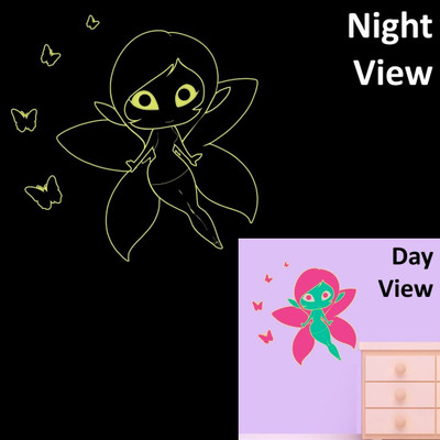 Chipakk Lil Butterfly Fairy Wall Decal Glow In The Dark Pigmented Polyvinyl Films Imported Sticker