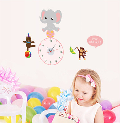 50% OFF on Uberlyfe Cute Baby Elephant Wall Clock Cum Wall Sticker Pack of 1