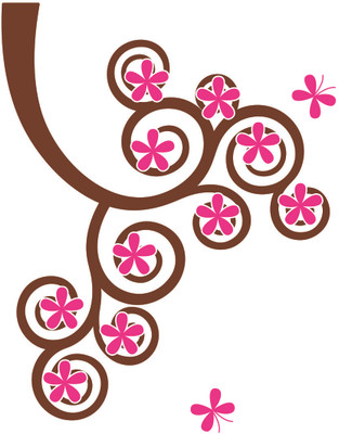 Chipakk Floral Motif 2 - Pink Wall Decal Medium Pigmented Polyvinyl Films Imported Sticker