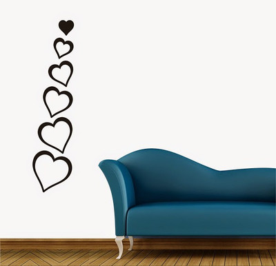 55% OFF on DeStudio 6 Black Hearts 3D Acrylic Sticker Pack of 6