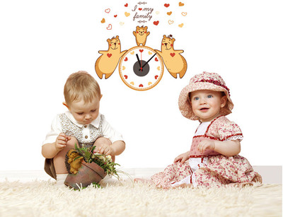 62% OFF on Uberlyfe Three Friendly Bears Wall Clock Cum Wall Sticker Pack of 1
