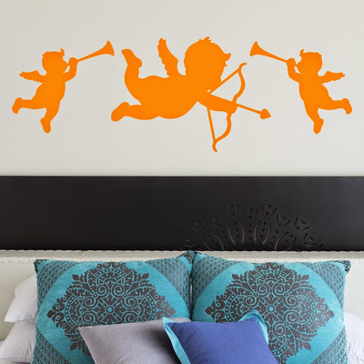 50% OFF on DeStudio Baby Cupid Angels Love Wallart Vinyl Color Orange Size 135 X 60 Cms Wall Sticker