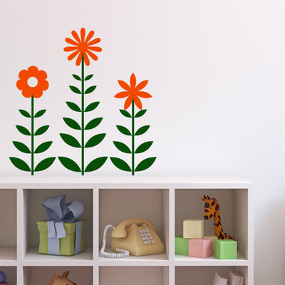 20% OFF on Chipakk Row of flowers 2 - Orange Wall Decal Small Pigmented Polyvinyl Films Imported Sticker